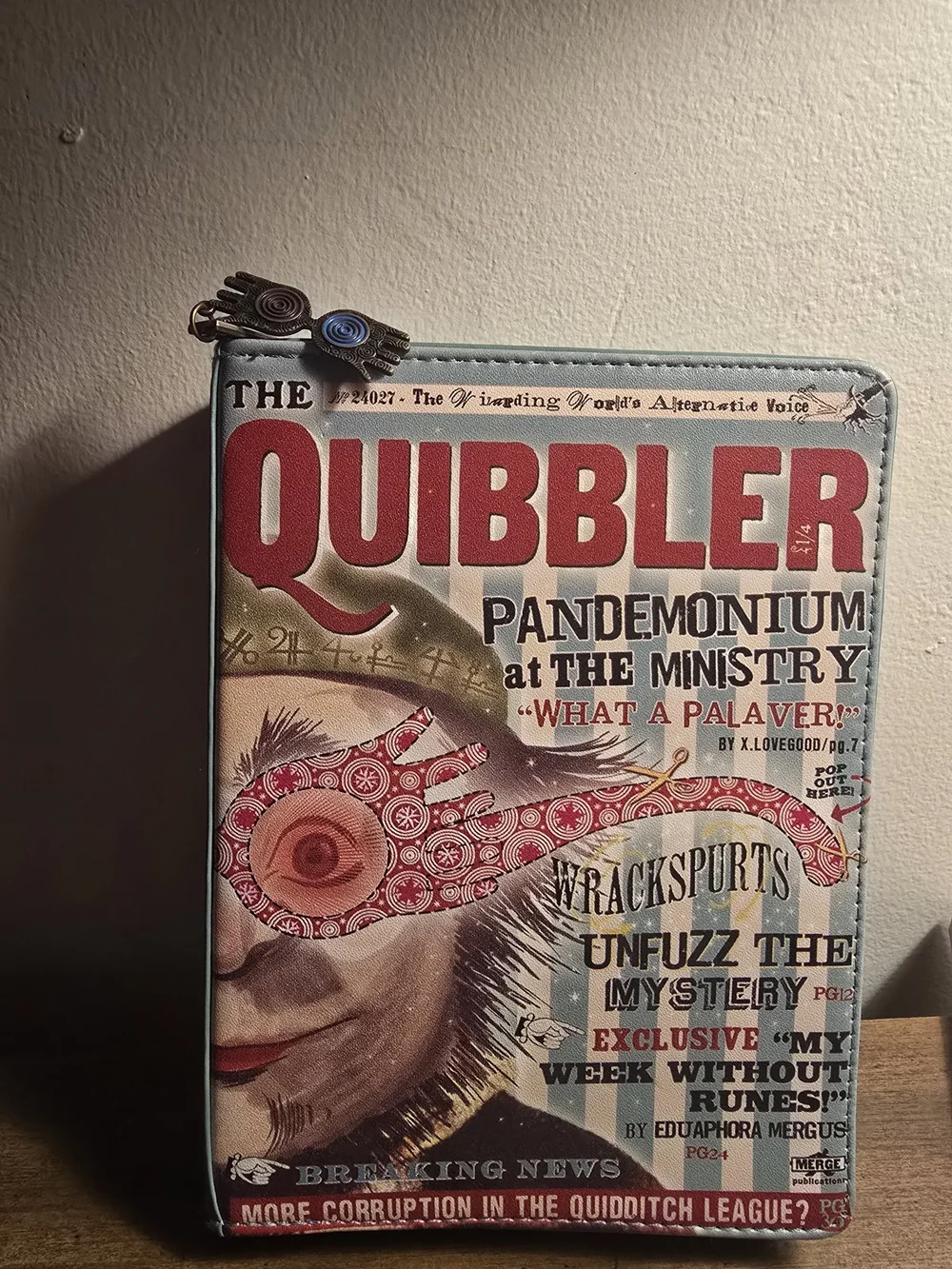 The Quibbler Hardcover Book-Style Purse in Teal & Red